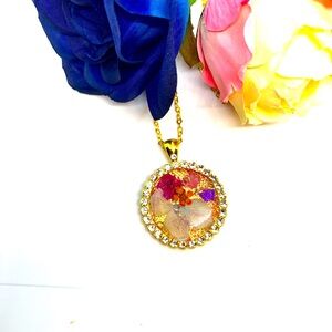 Handmade Uv Resin Flower & Butterfly Necklace